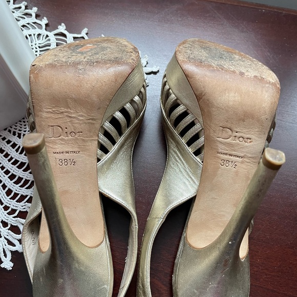 Size 8.5 Christian Dior Gold platform sandals - Picture 6 of 9
